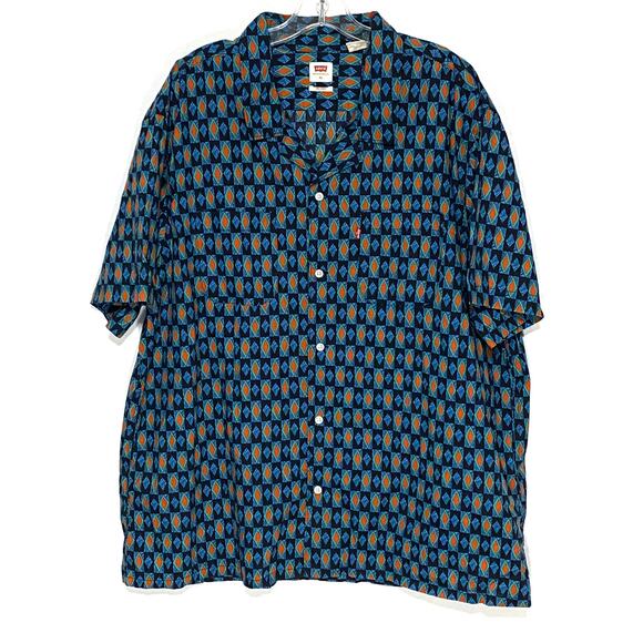 Levis Relaxed Button Shirt Men XL Geometric Retro Colorful Hawaiian Y2K Vacation - Picture 1 of 9